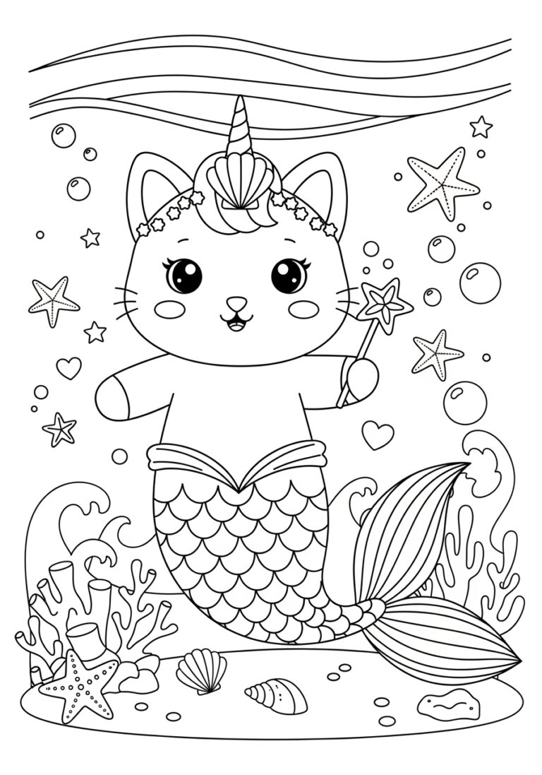 Unicorn Kitty Mermaid Coloring Pages Printable Fun