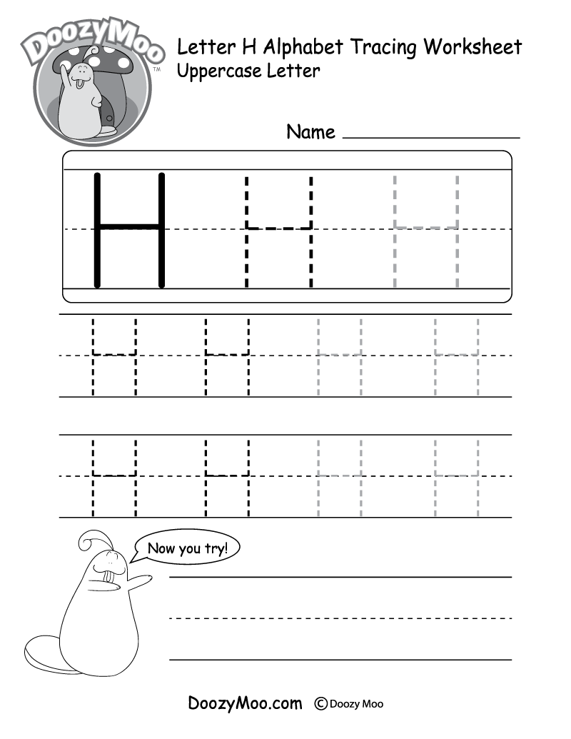 letter h trace worksheet