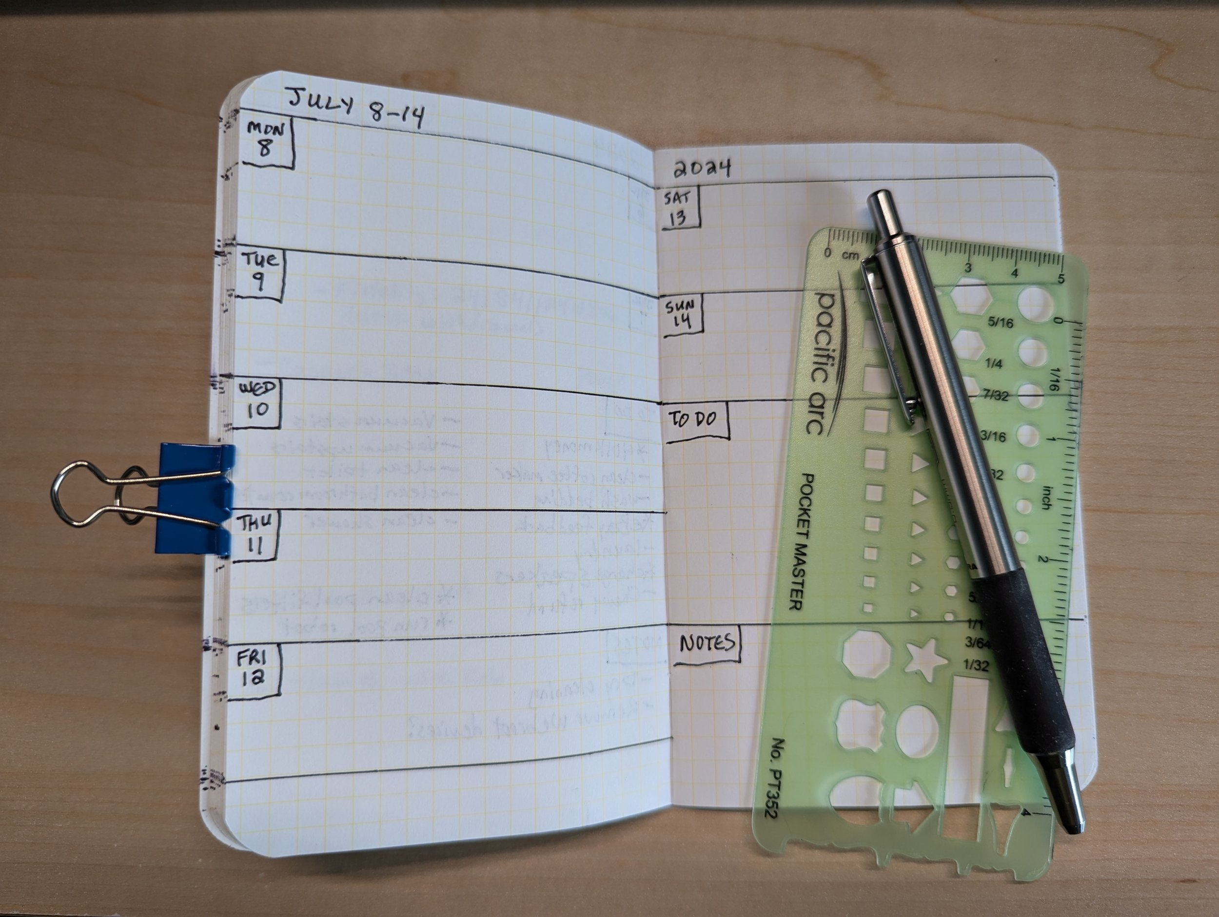 planner in a notebook