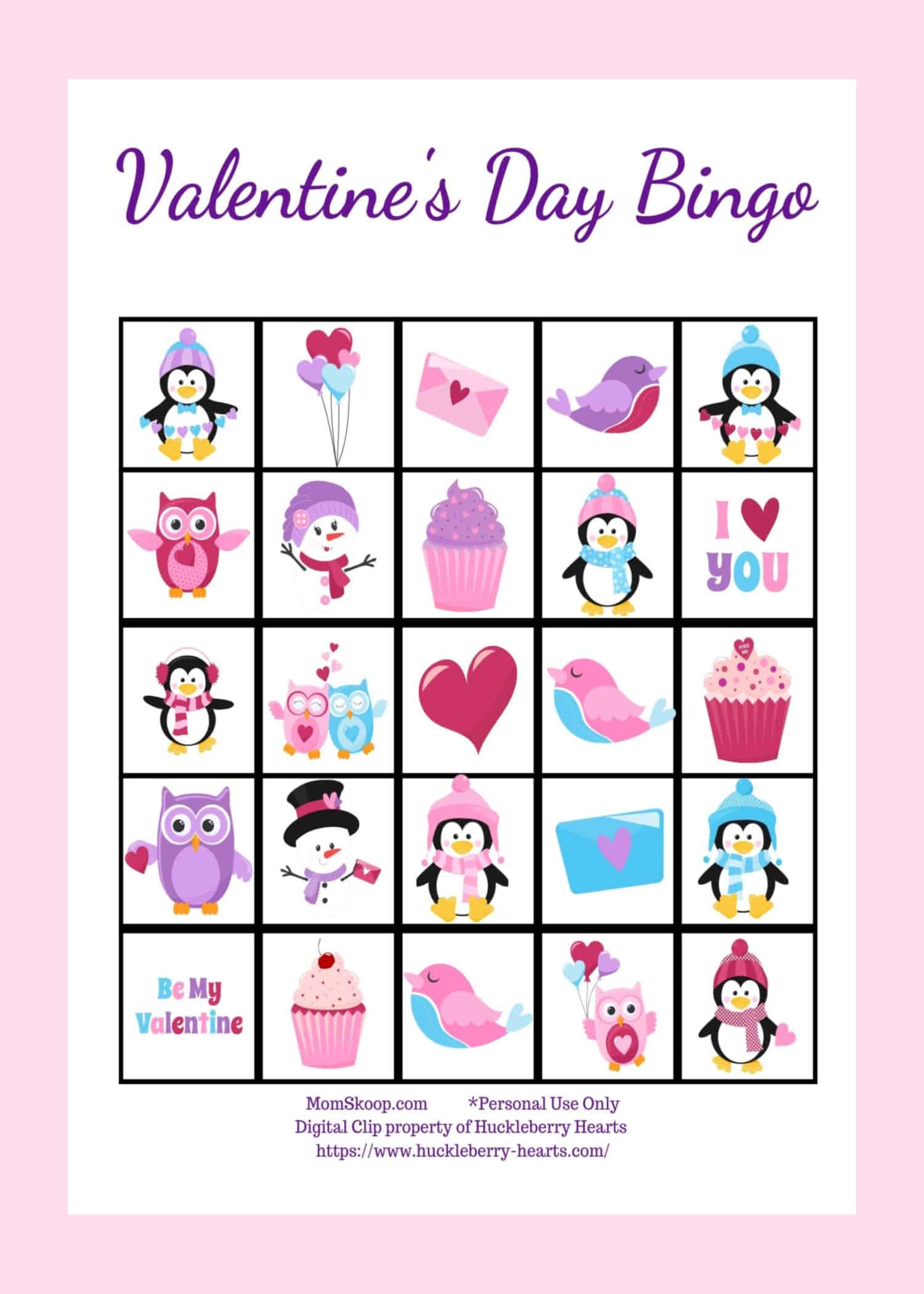 free printable valentine bingo