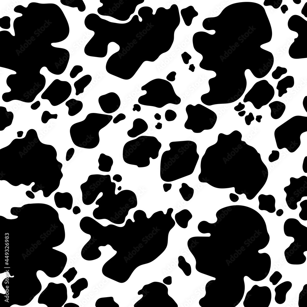 Vector Black Cow Print Pattern Animal Seamless Cow Skin Abstract For Printing Cutting And Crafts Ideal For Mugs Stickers Stencils Web Cover Wall Stickers Home Decorate And More Stock illustration Adobe Stock
