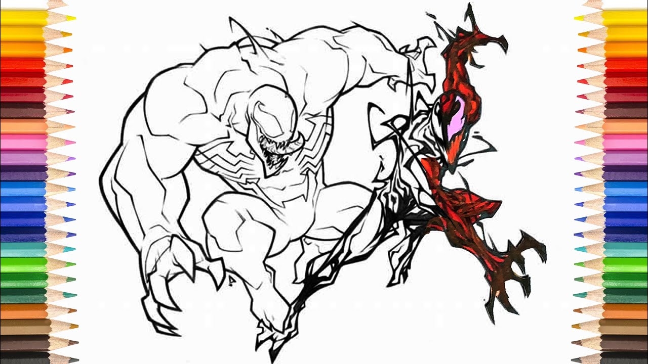 VENOM Vs Carnage Coloring Pages Black Vs Red Monster Spiders Coloring Pages YouTube