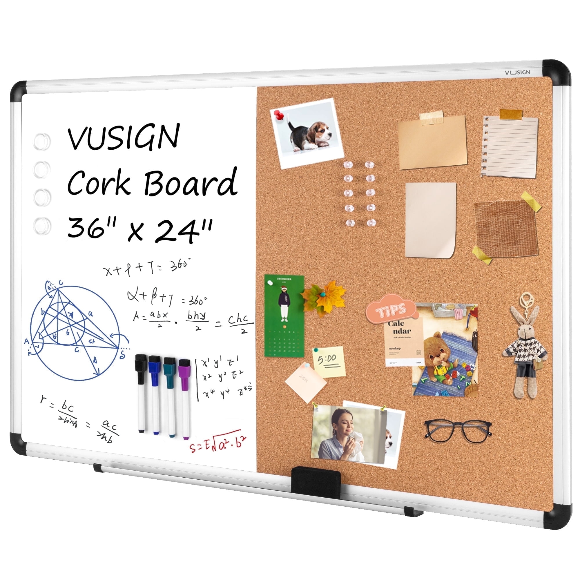 VUSIGN 2 In 1 Combo Whiteboard For Wall Magnetic Dry Erase Board Cork Combination Board 24 X 36 School Supplies Walmart