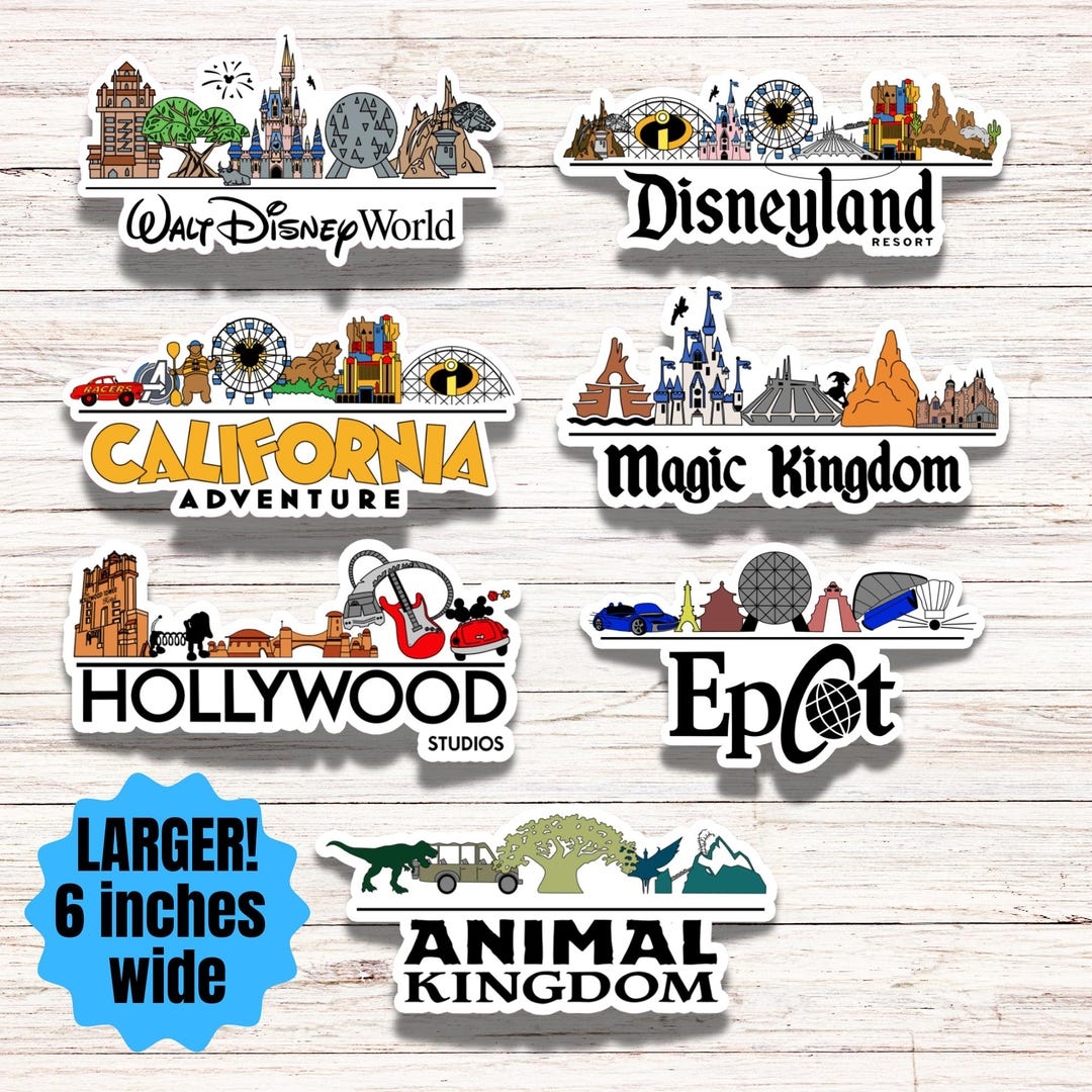Walt Disney World Disney Land Skyline Sticker 6 Inch Size Magic Kingdom Hollywood Studios Epcot Animal Kingdom California Adventure Etsy