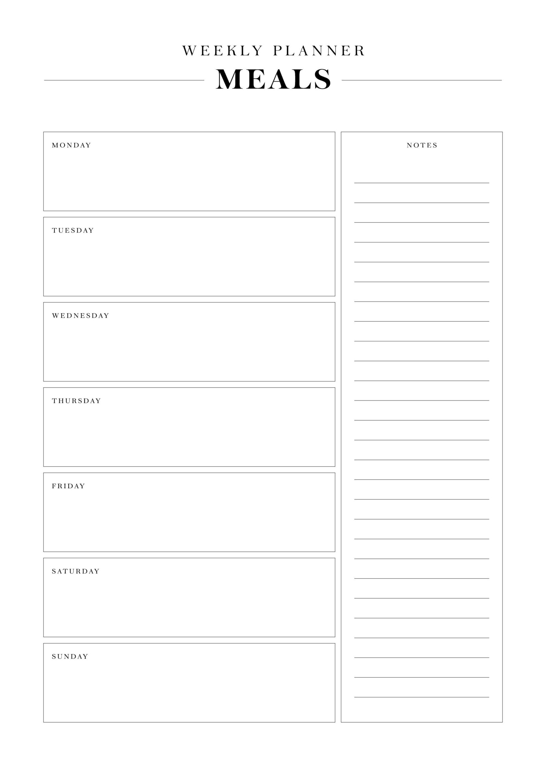 Weekly Meal Planner Poster Weekly Meal Planner Desenio