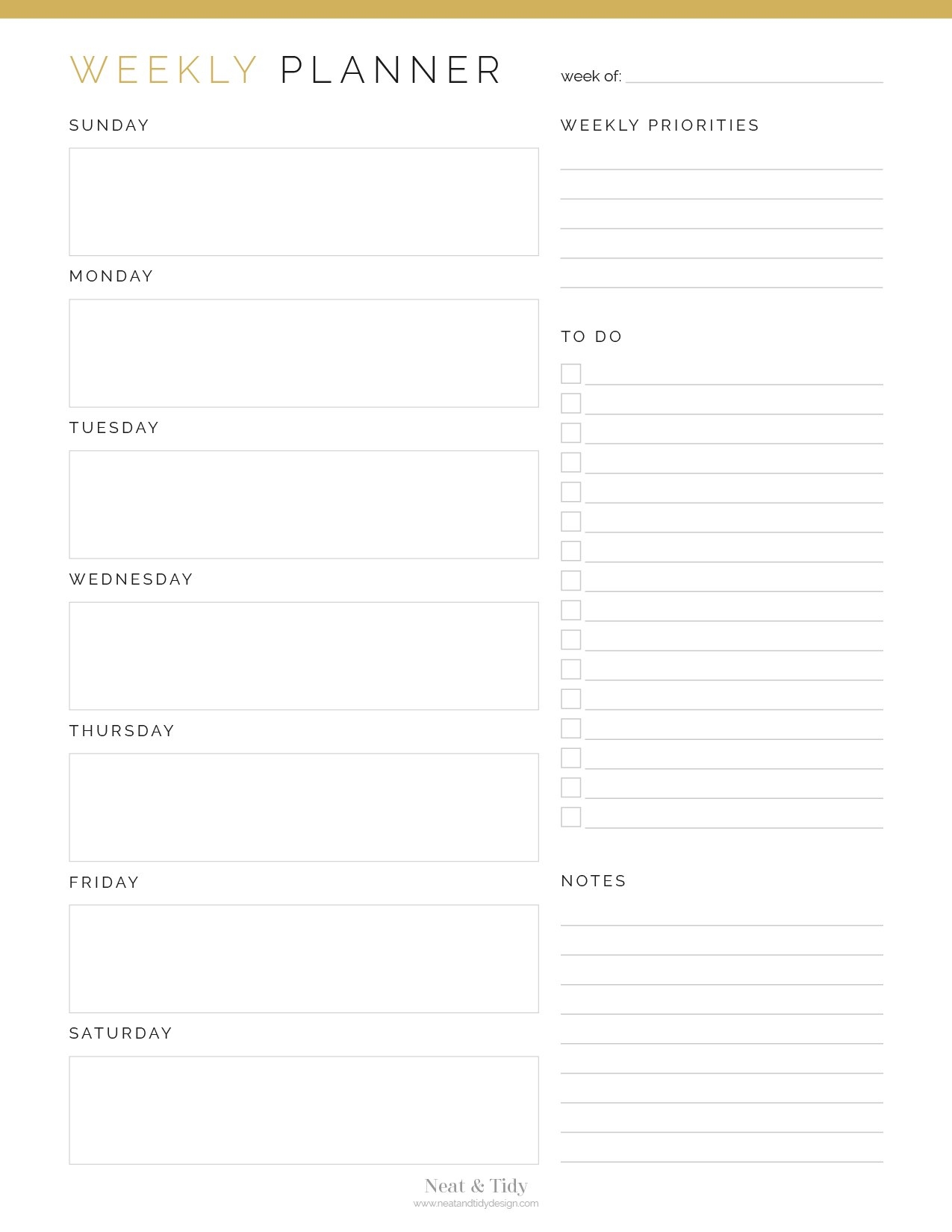 weekly planner vertical layout