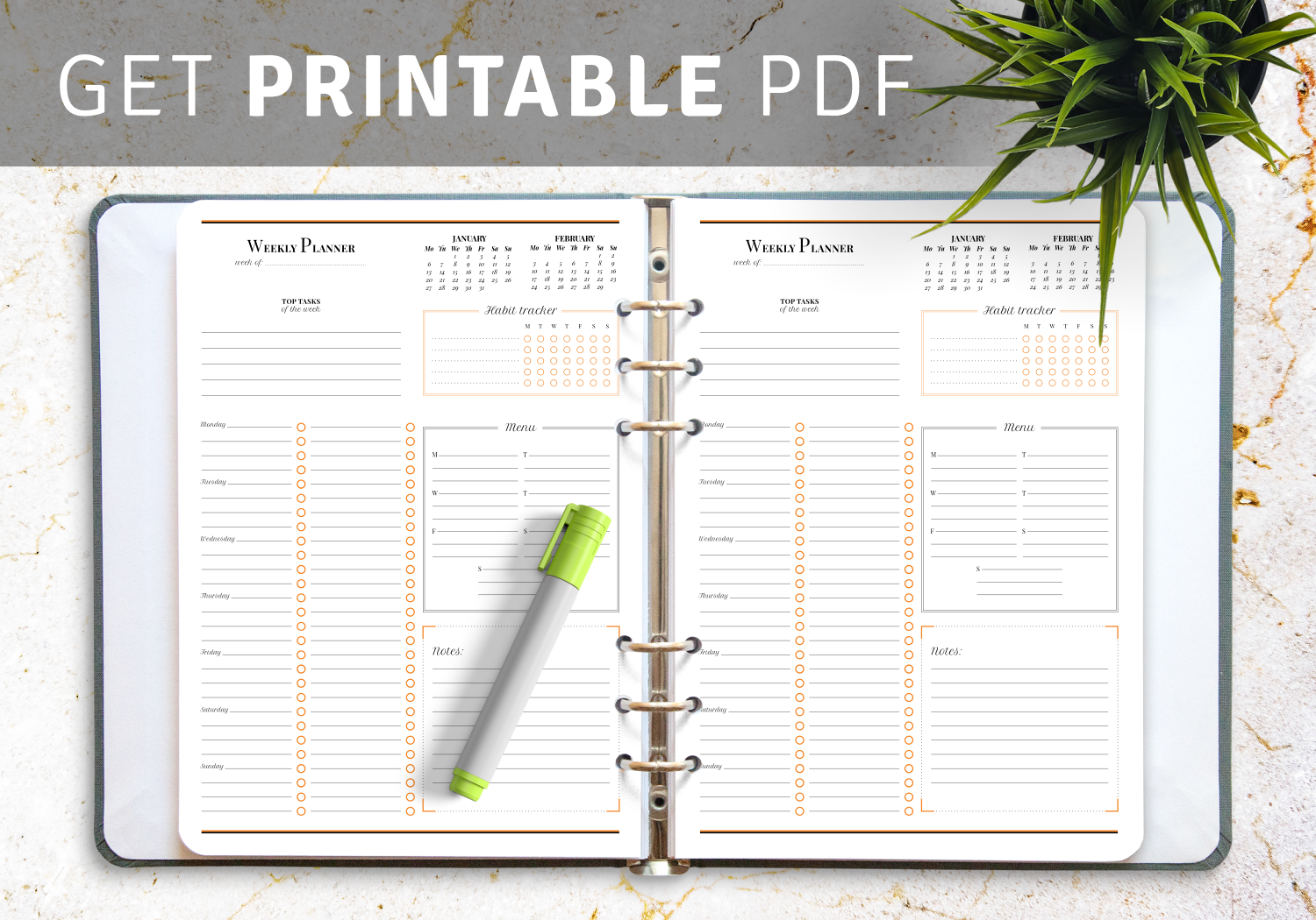 Weekly Planner With Habit Tracker Organize Build Habits