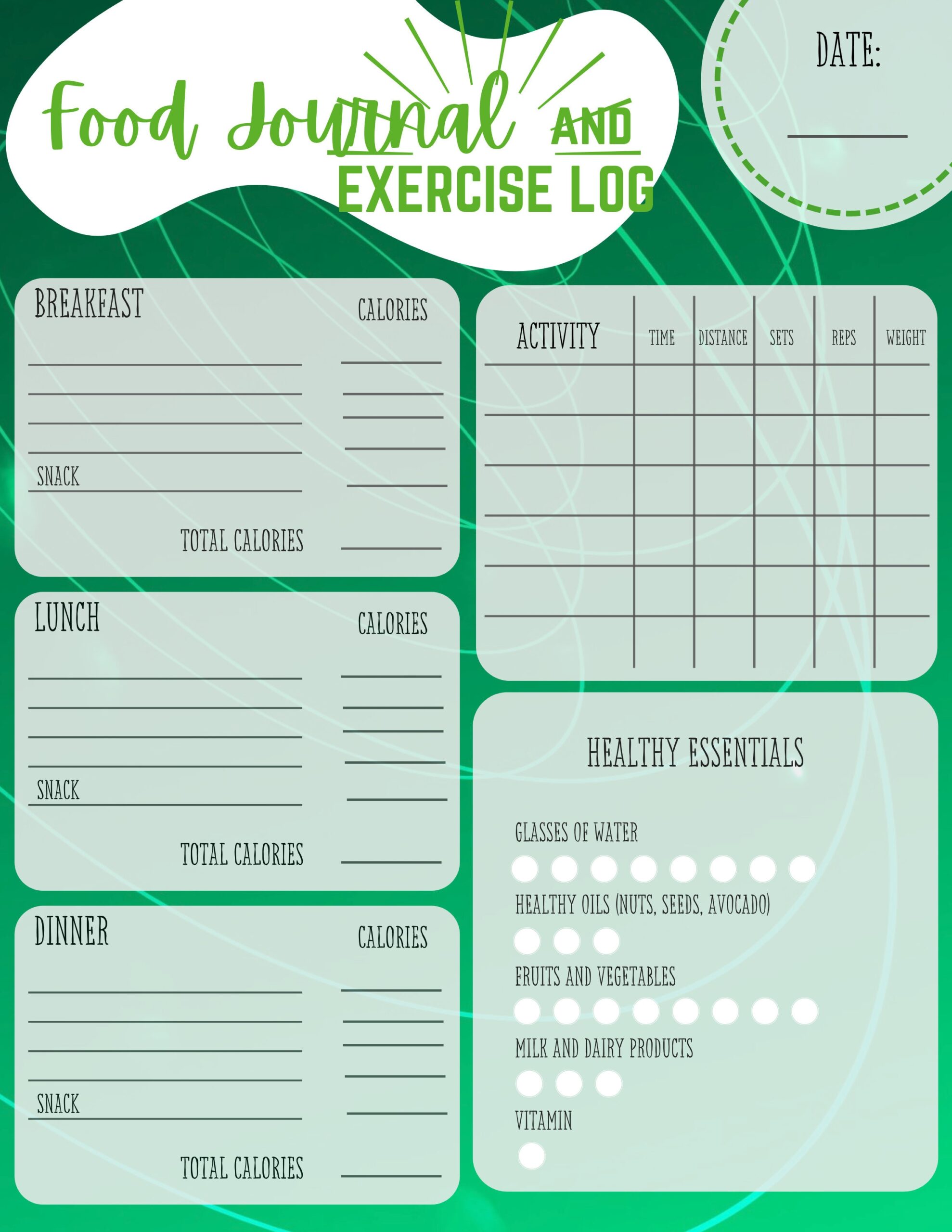 Wellness Journal Daily Fitness Planner Training Log Food Journal The Oberon Design Blank Diaries Journals
