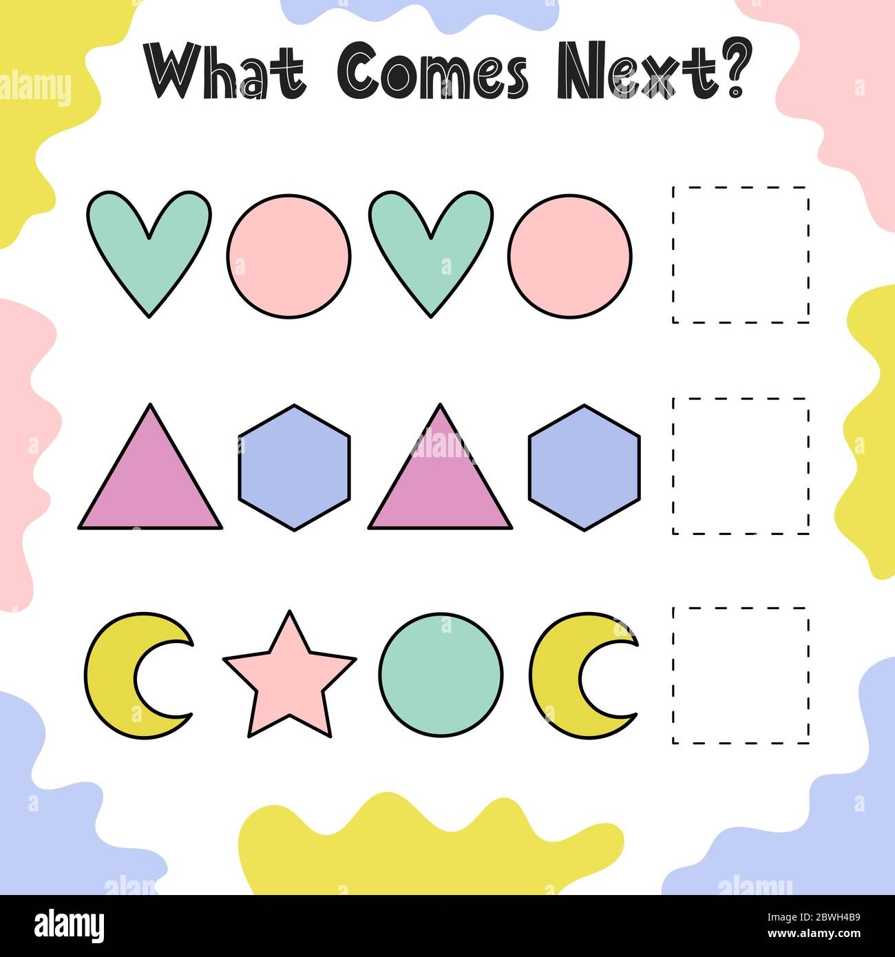 What Shape Comes Next Activity Page For Kids Stock Vector Image Art Alamy