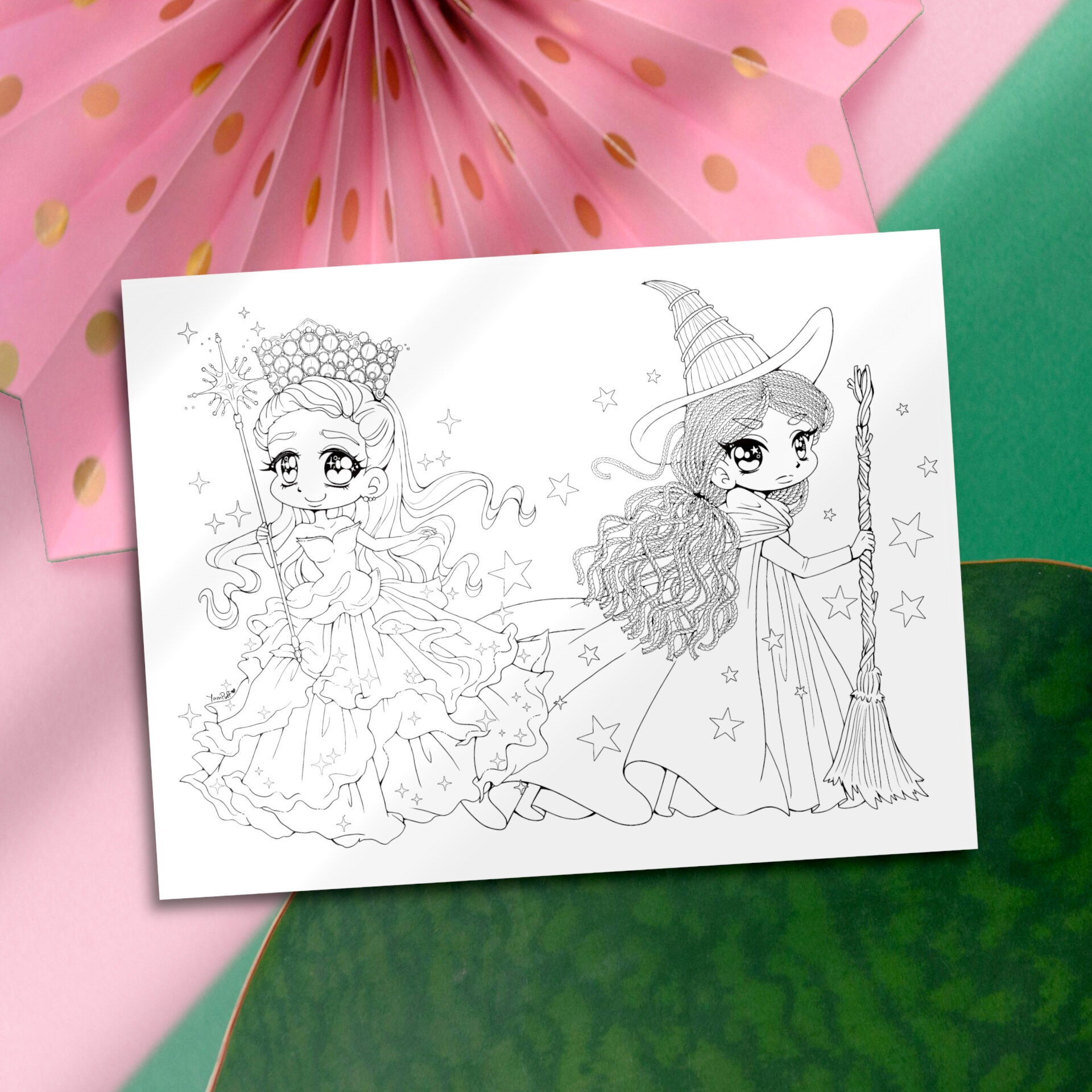 Wicked Coloring Page Glinda And Elphaba Digital Coloring Pack 