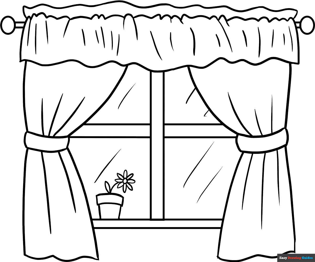 Window Coloring Page Easy Drawing Guides