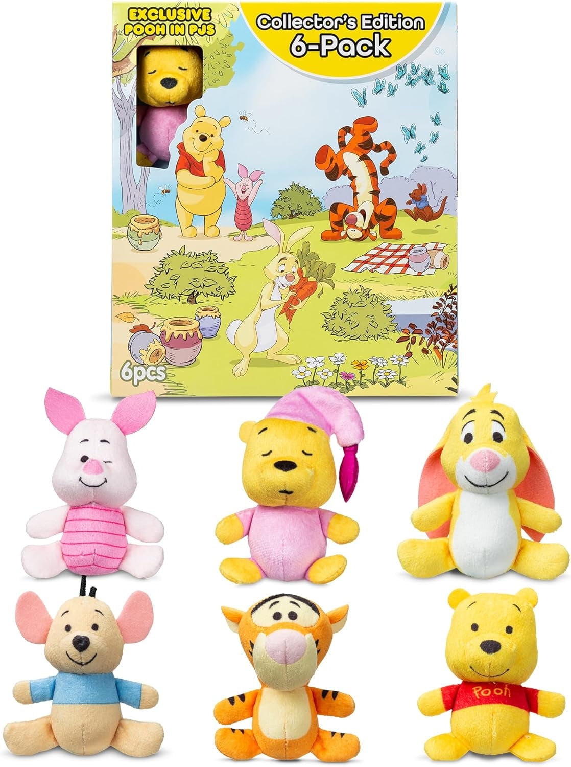 Winnie The Pooh And Pals 6 Pack Miniature Plush Figure Suffed Animal Toy Mini Soft Figure For Kids Girls And Boys Ages 4 Walmart