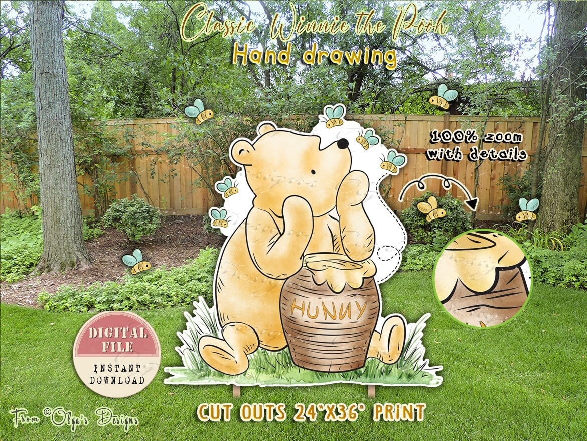 Winnie The Pooh Cutout Decorations Classic Baby Shower Decor digital Download Etsy