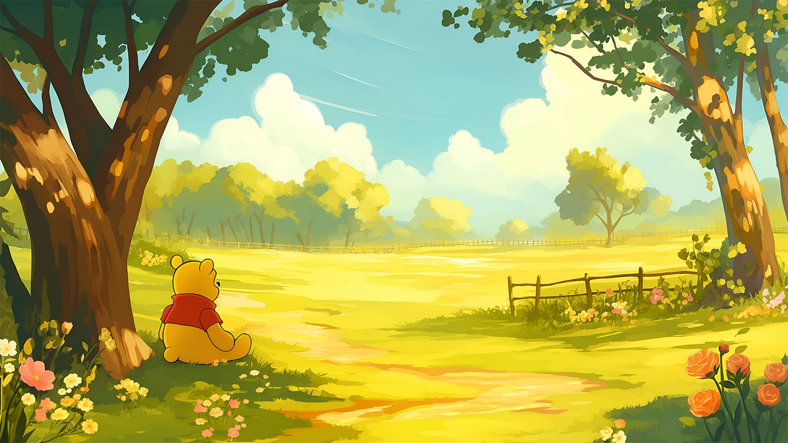 Winnie The Pooh Field Desktop Wallpaper Download In HD 4K