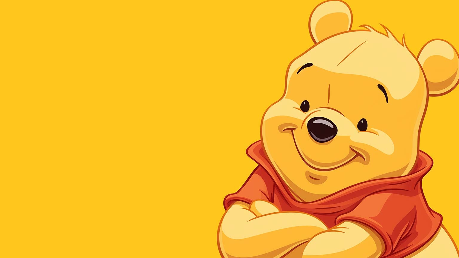 Winnie The Pooh Happy Smile Desktop Wallpaper Yellow Wallpaper