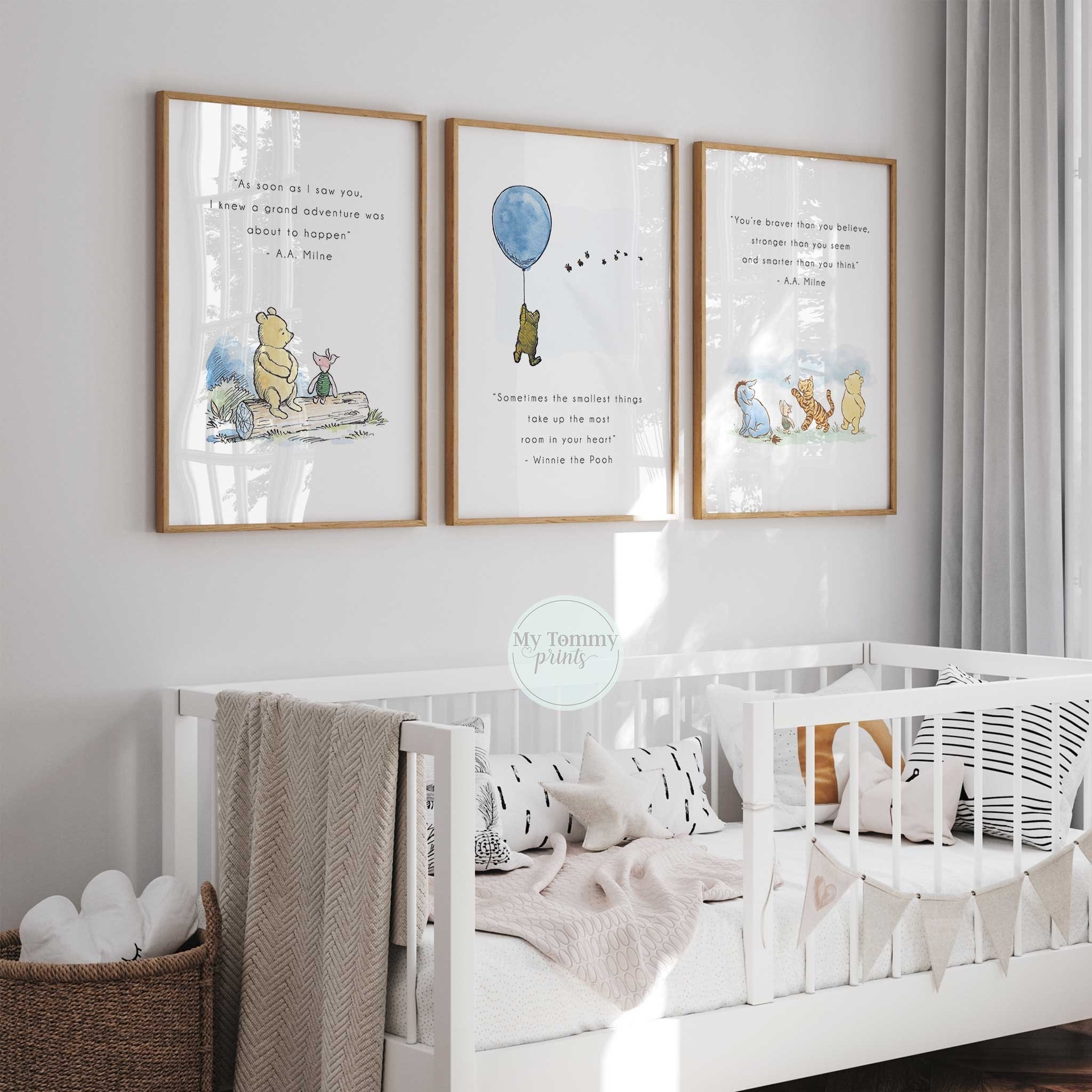 Winnie The Pooh Nursery Wall Art Set Of 3 Quote Prints For Baby Room Decor Etsy