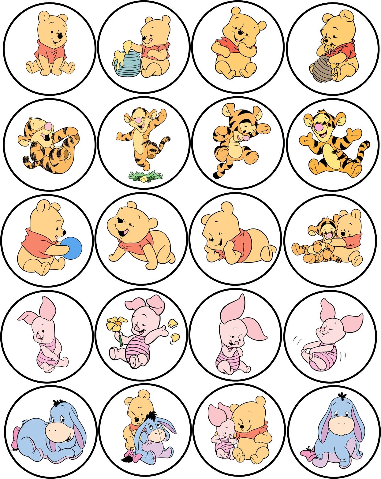 Winnie The Pooh Piglet Tigger 20 2 Round Glossy Laminated Stickers Scrapbooking Etsy