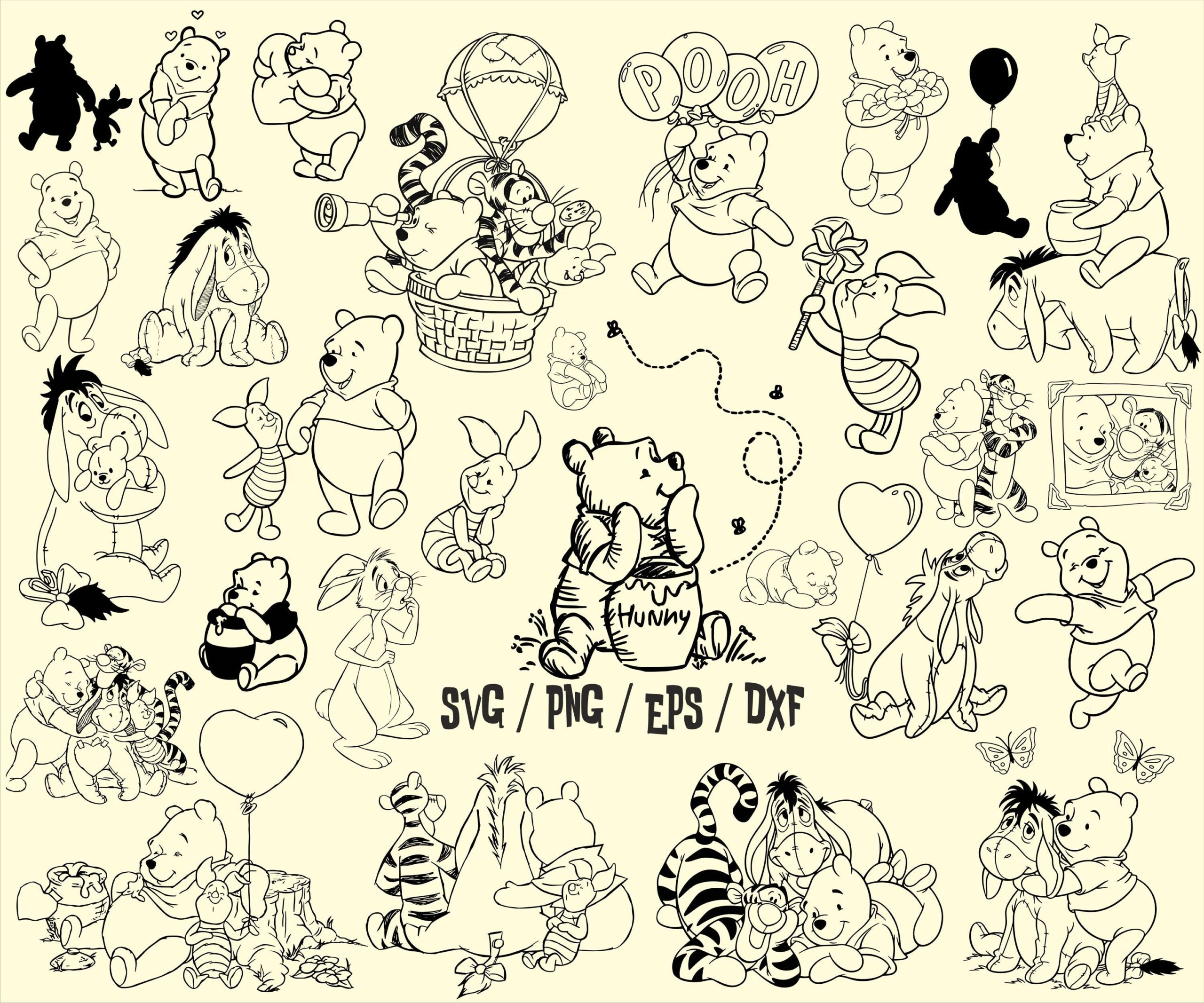 Winnie The Pooh Stencil Svg Etsy