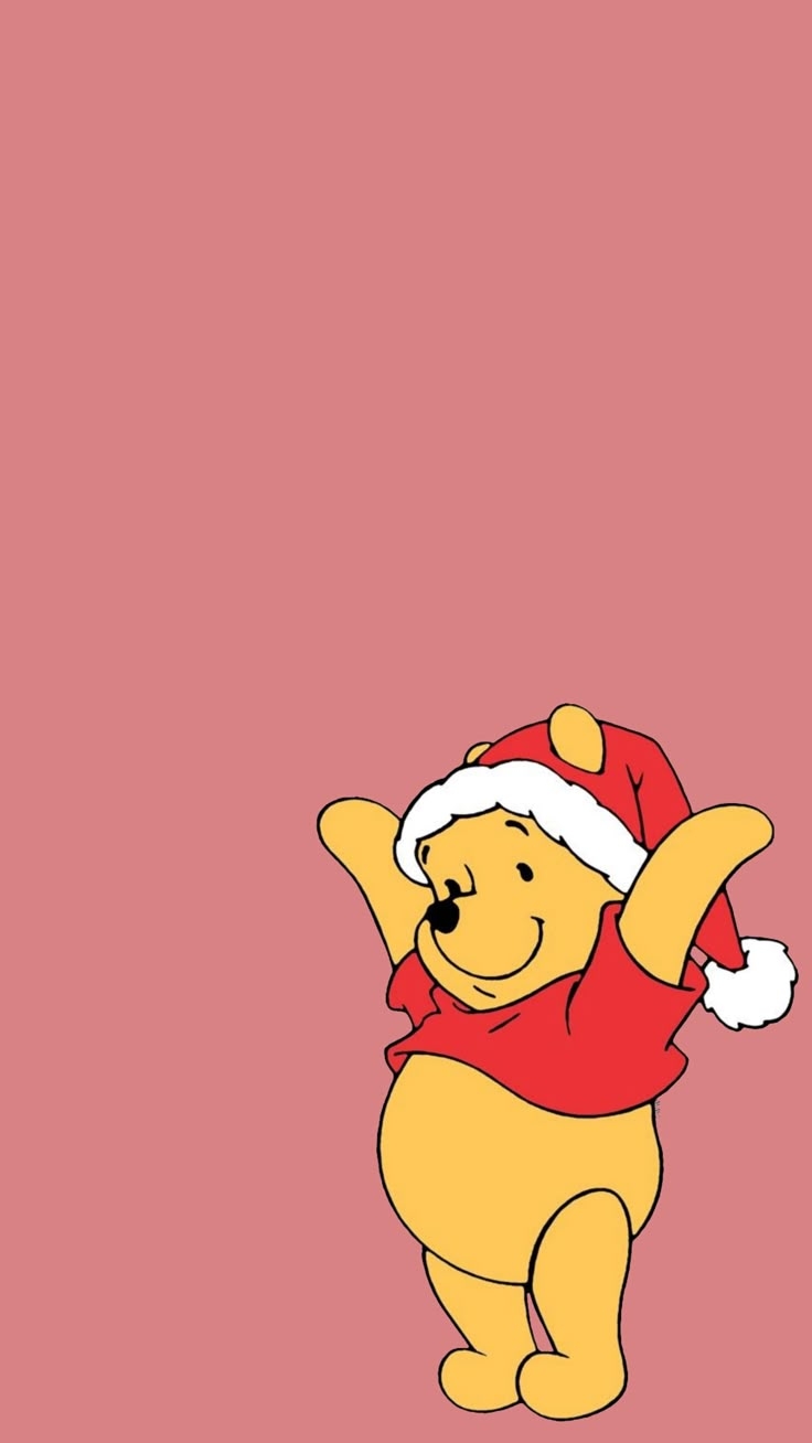 Winnie The Pooh Xmas Christmas Santa Hat Wallpaper