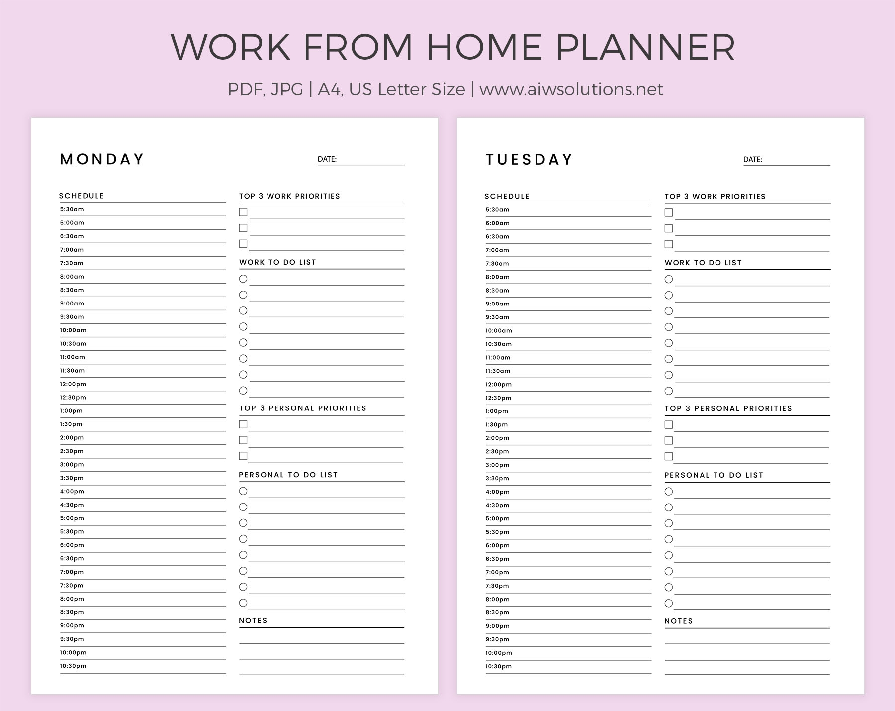 work from home planner