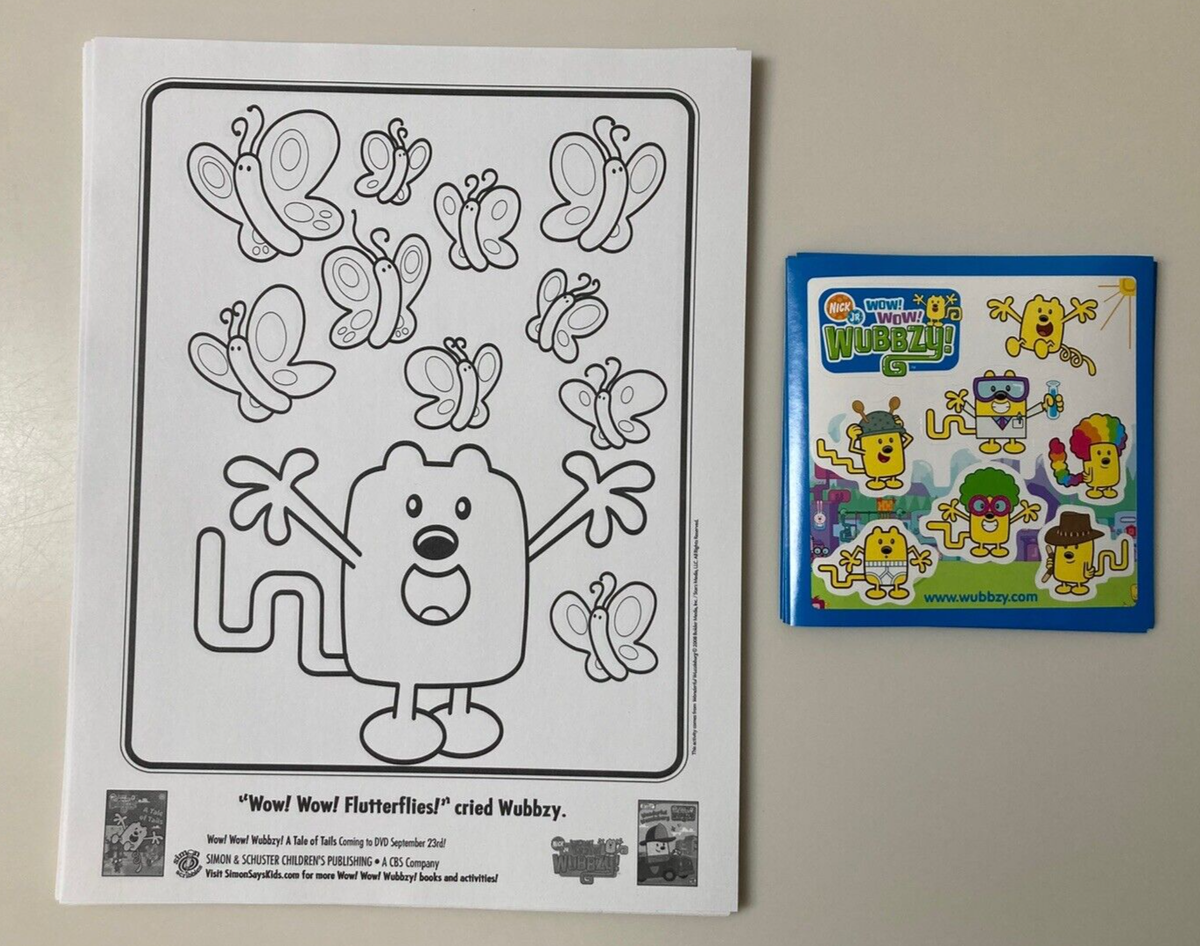 Wow Wow Wubbzy Sticker Sheet Coloring Page Nick Jr 2008 DVD Release Promo EBay