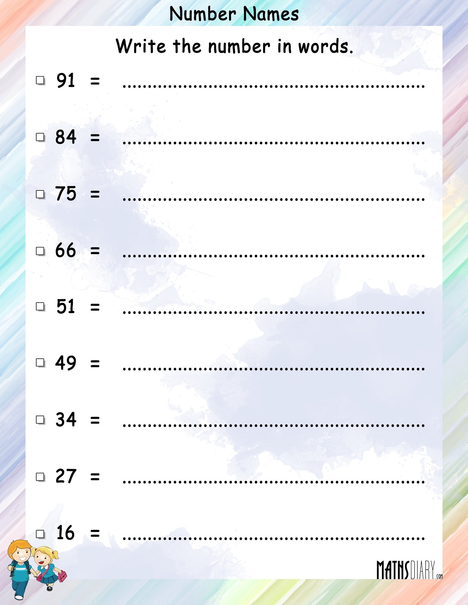 writing figures in words worksheet