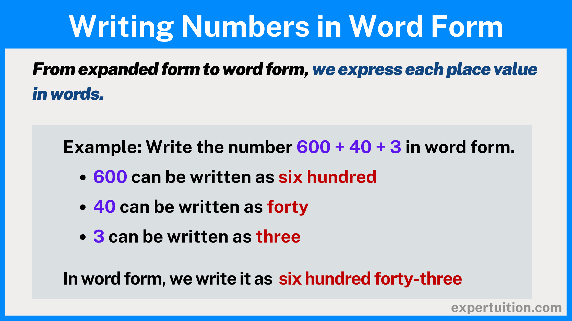 Writing Numbers In Standard Word And Expanded Forms ExperTuition