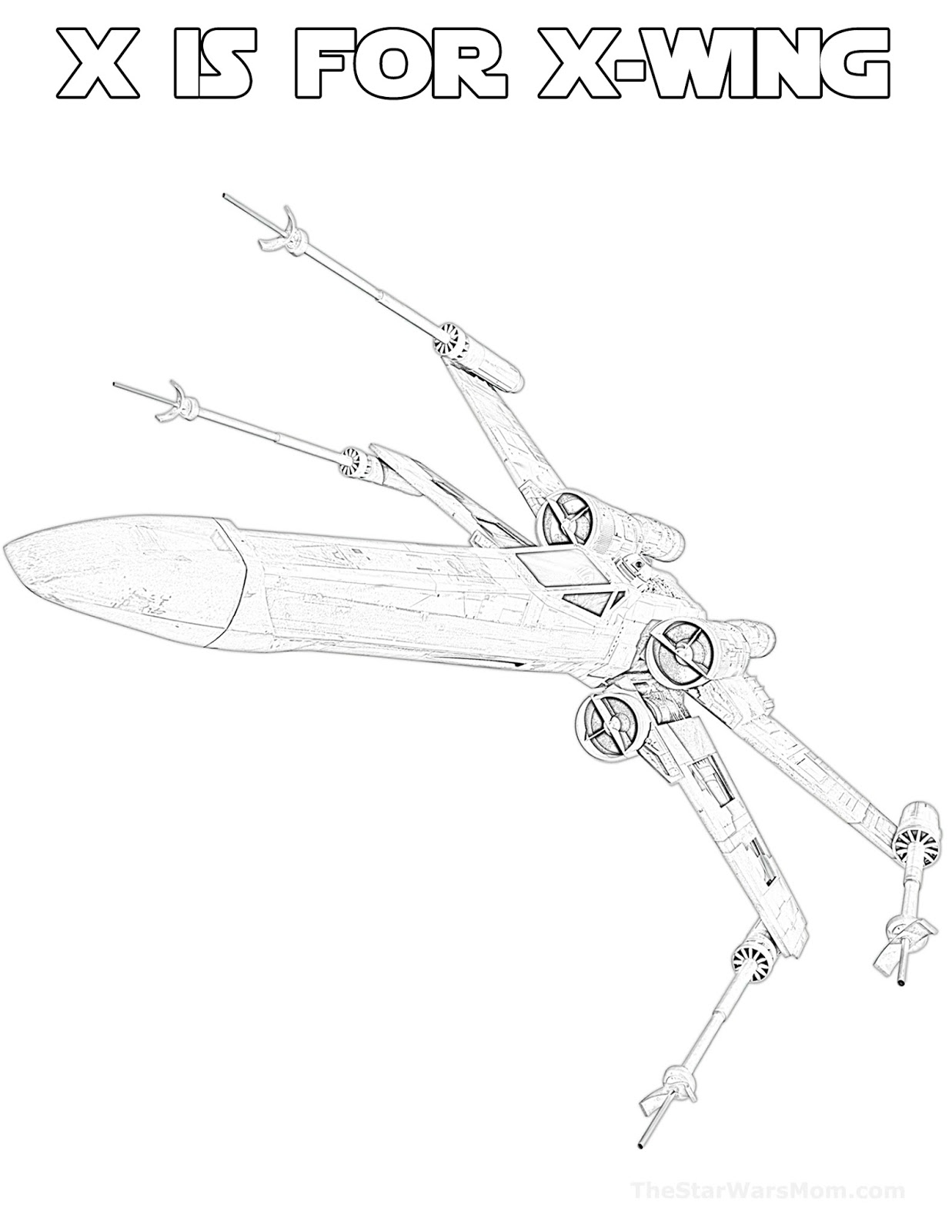 X Is For X Wing Star Wars Alphabet Coloring Page The Star Wars Mom Parties Recipes Crafts And Printables