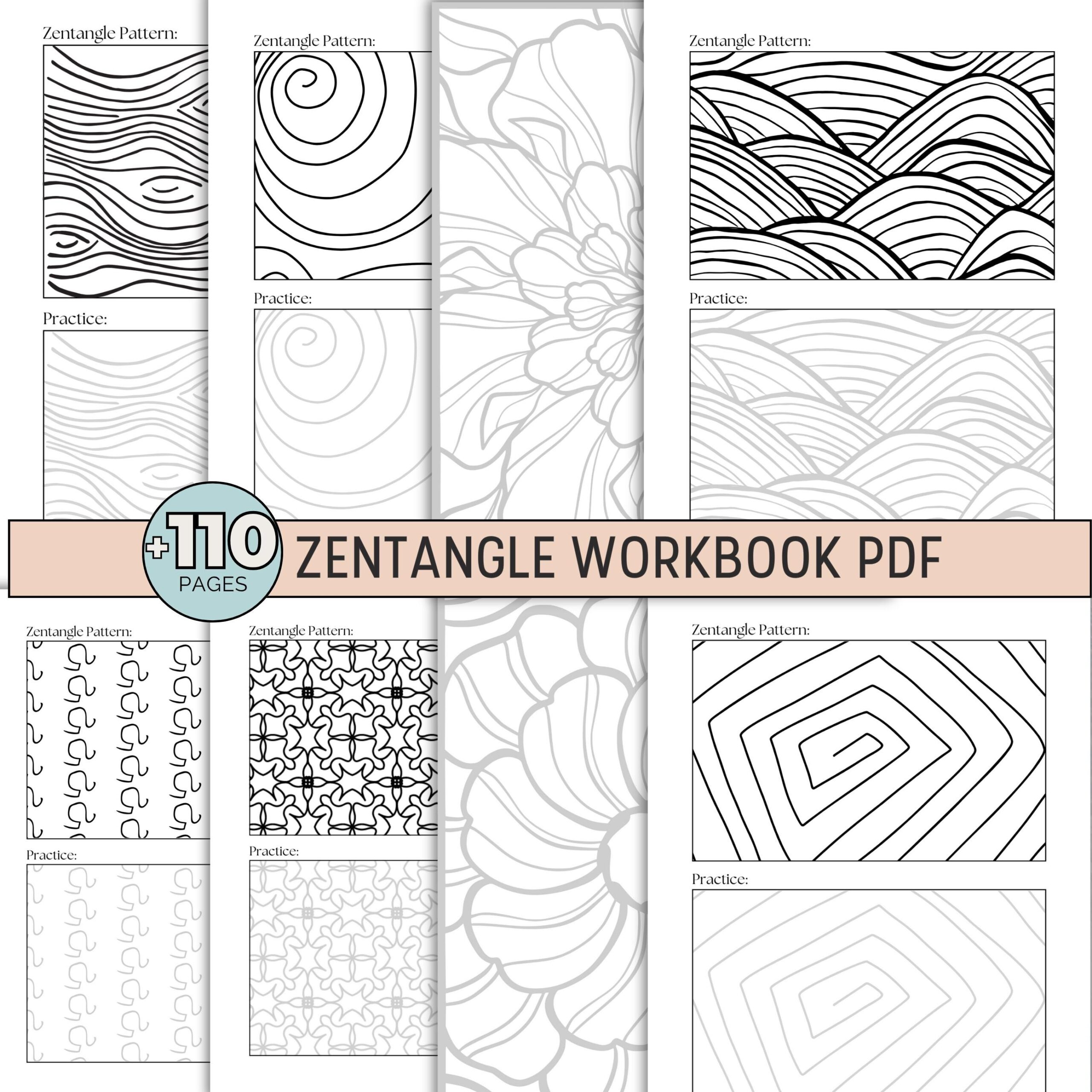 Zentangle Workbook For Beginners Pattern Templates Zen Doodle Practice Sheets Printable Zentangle Tutorial Mindful Art Therapy Etsy Denmark