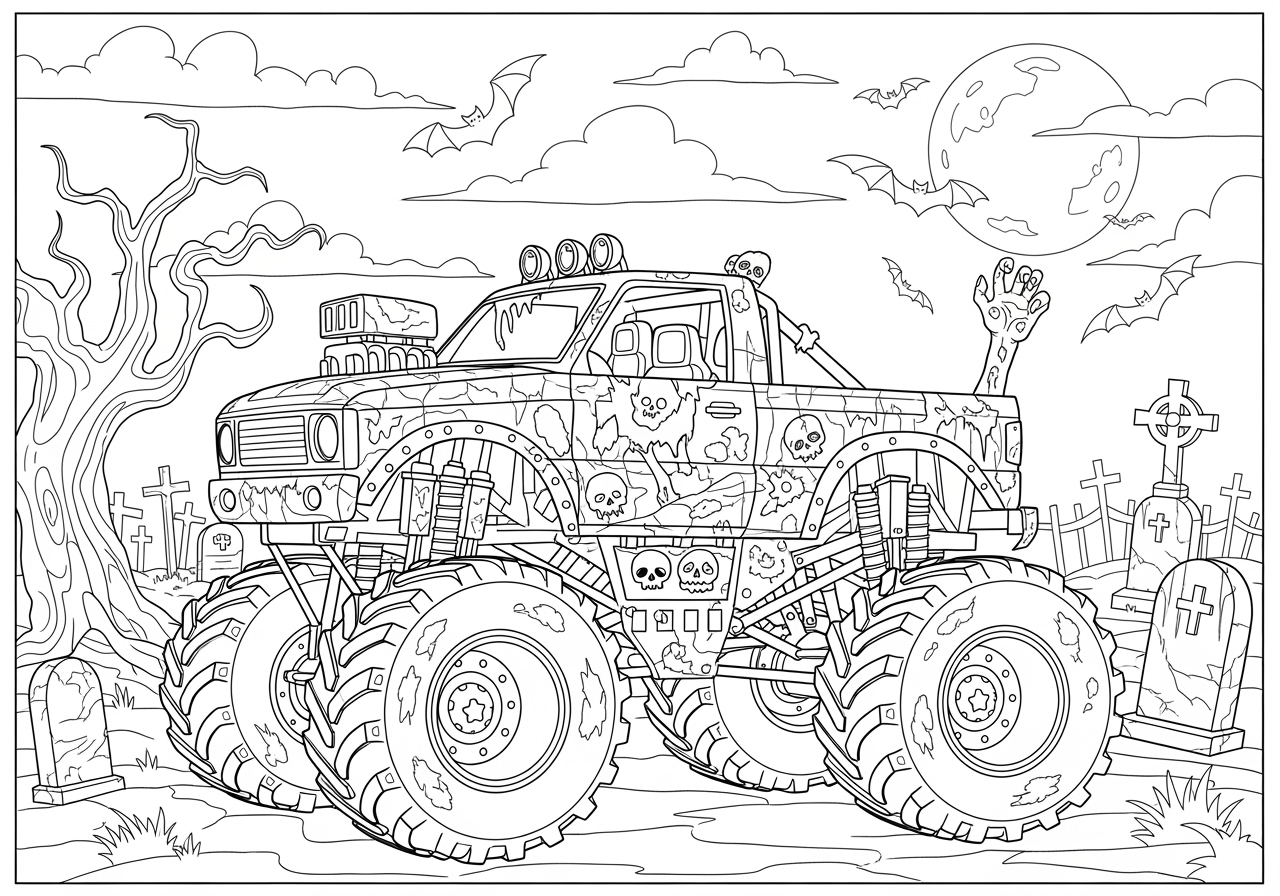 zombie monster truck coloring pages