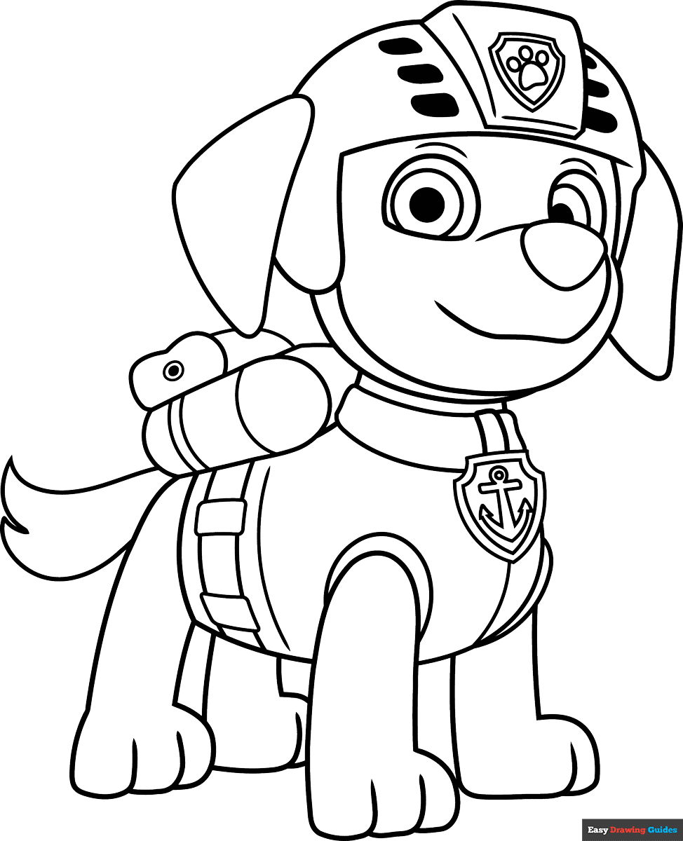 Zuma From Paw Patrol Coloring Page Easy Drawing Guides
